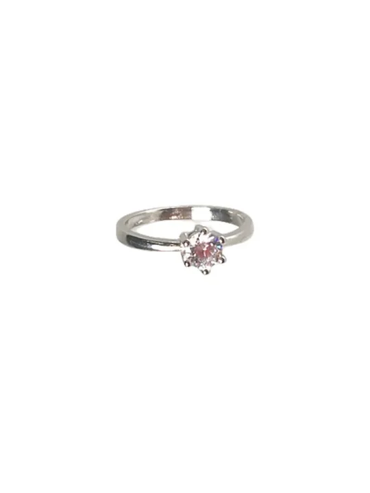 anillo prometida plateado y circonita
