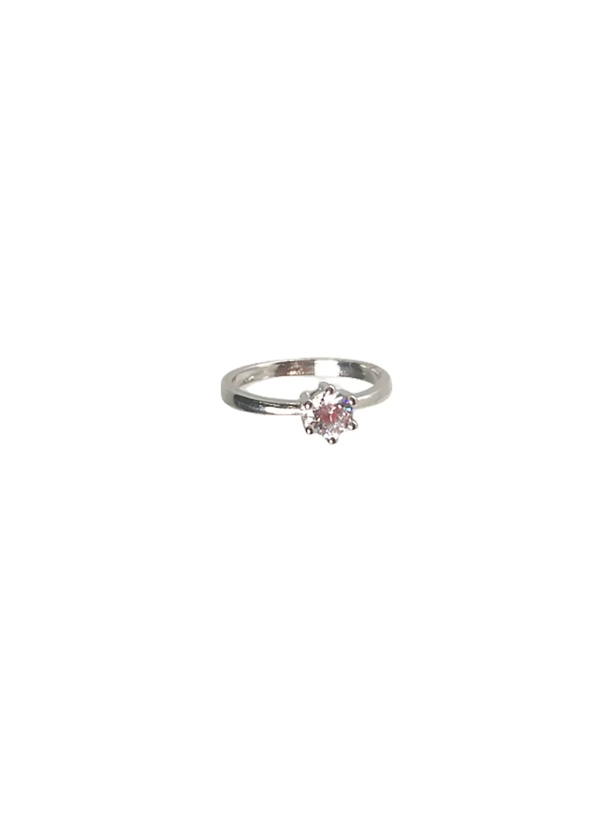 anillo prometida plateado y circonita