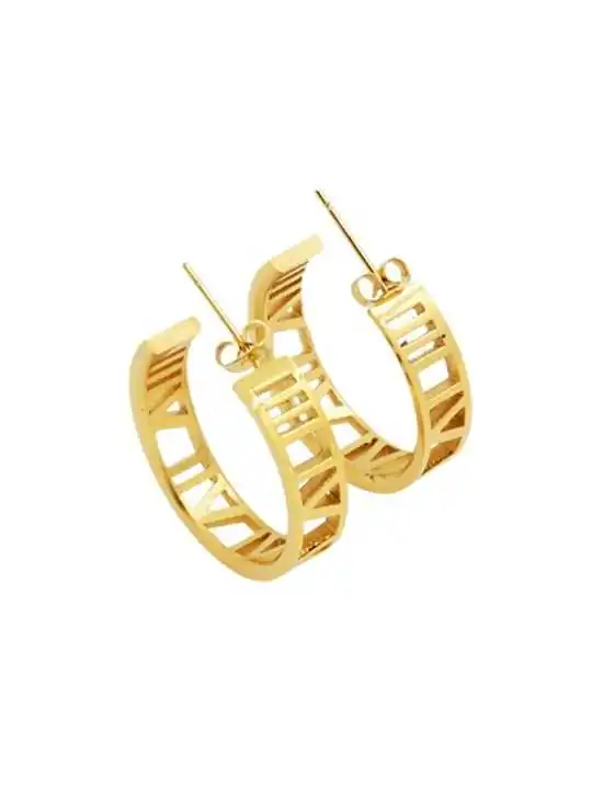 Pendientes numeros romanos dorados