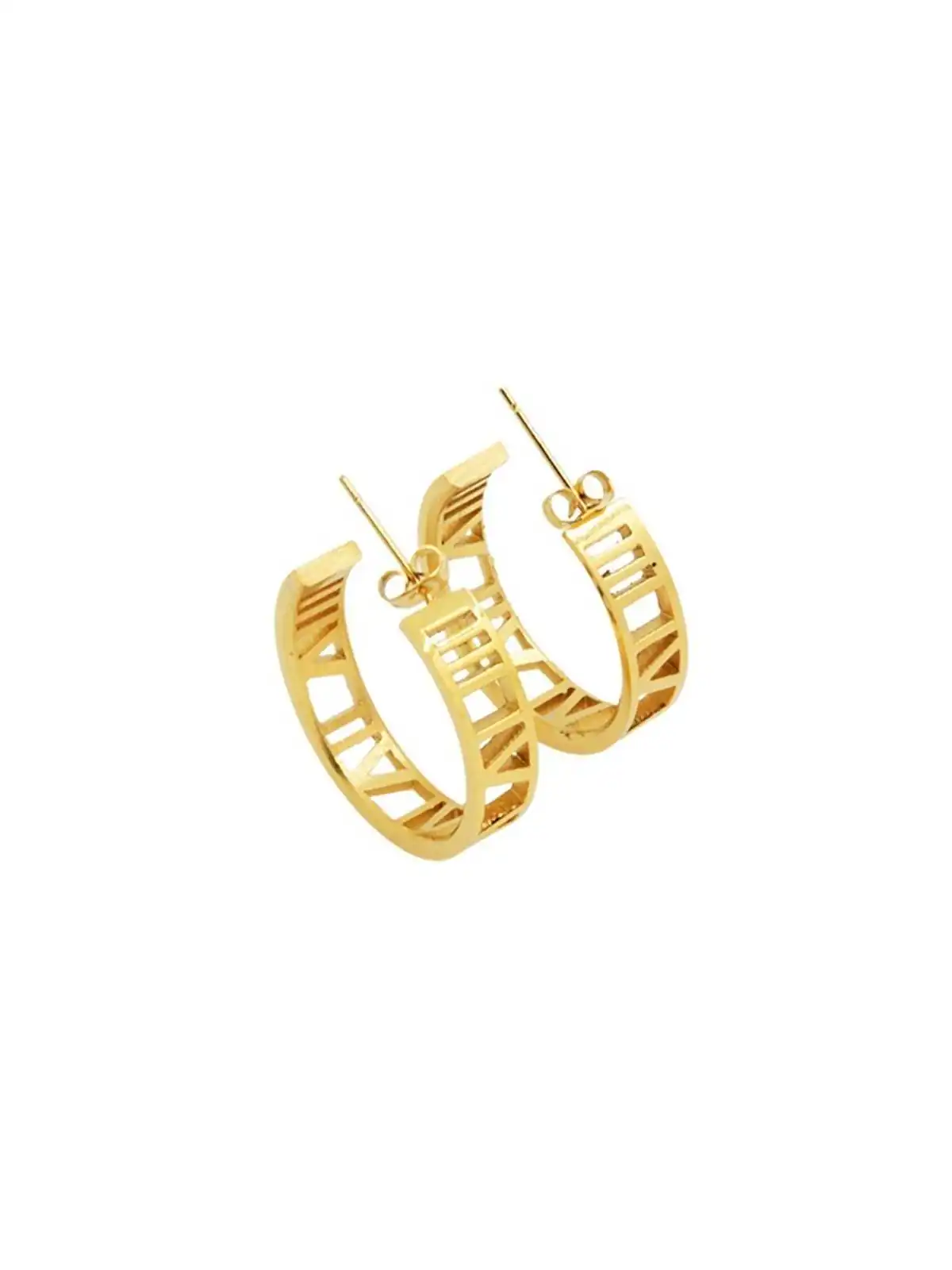 Pendientes numeros romanos dorados