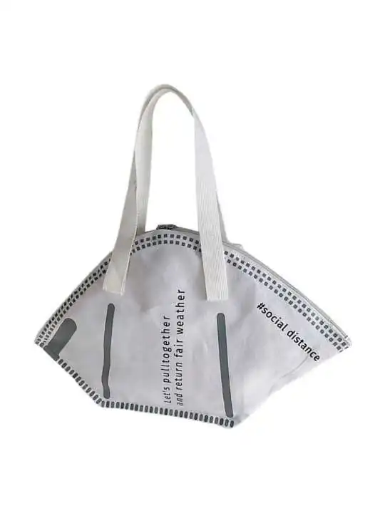 bolso de lona mascarilla blanco