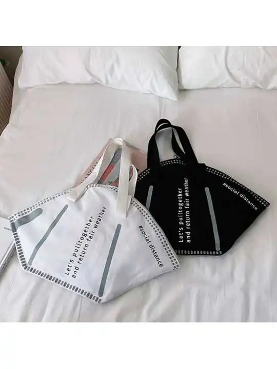 bolso de lona negro mascarilla