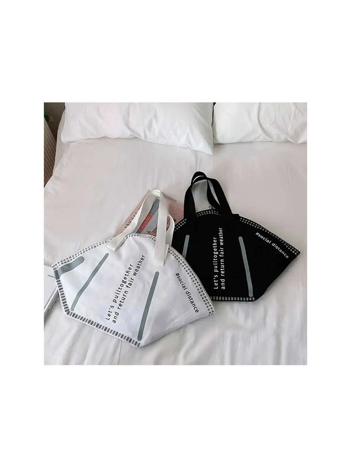 bolso de lona negro mascarilla