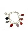 Brazalete doble plateado con agatas de la india