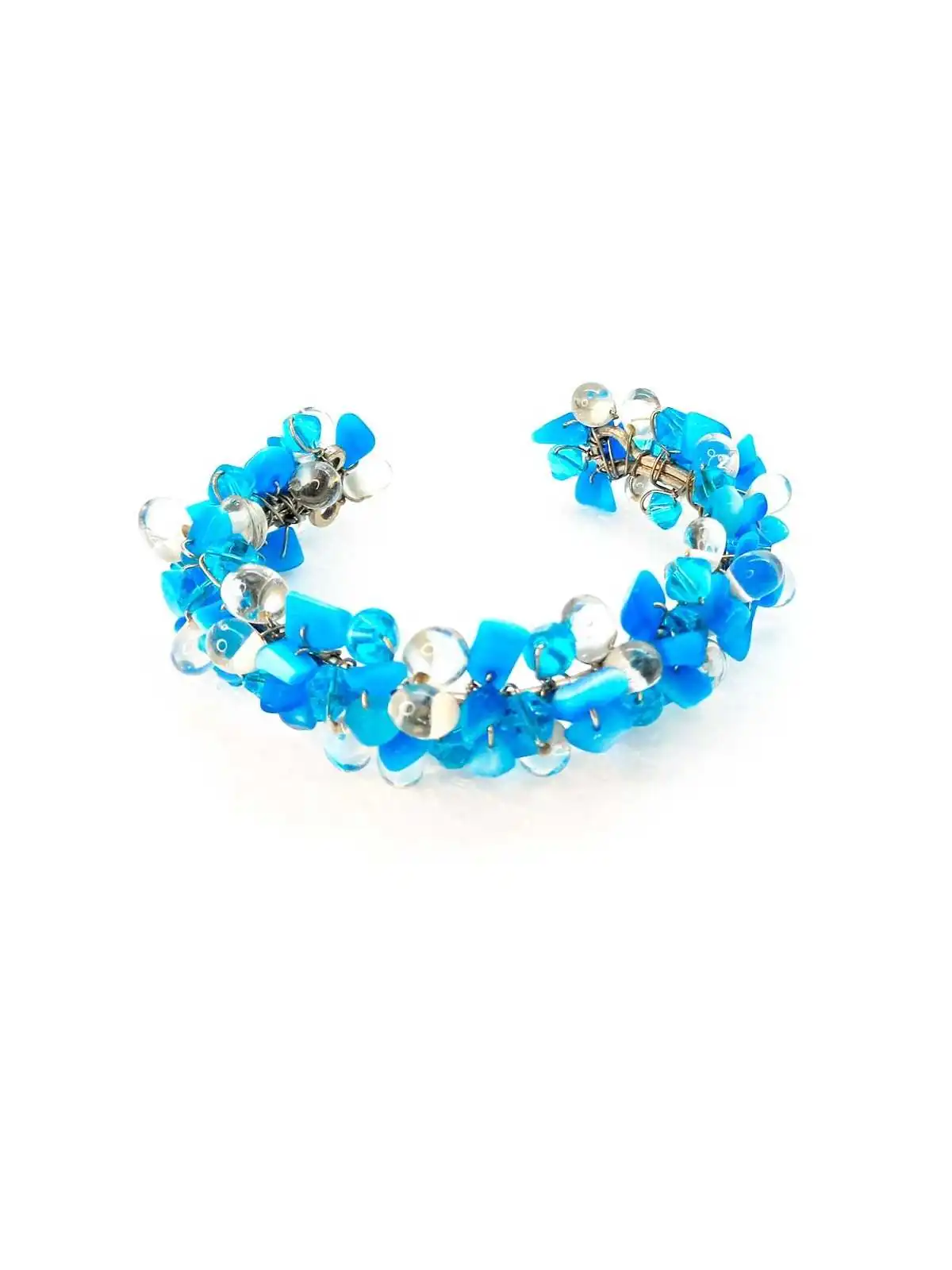 brazalete abierto de chips de cuarzo azul