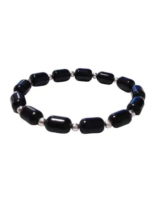 brazalete extensible de cuarzo negro natural