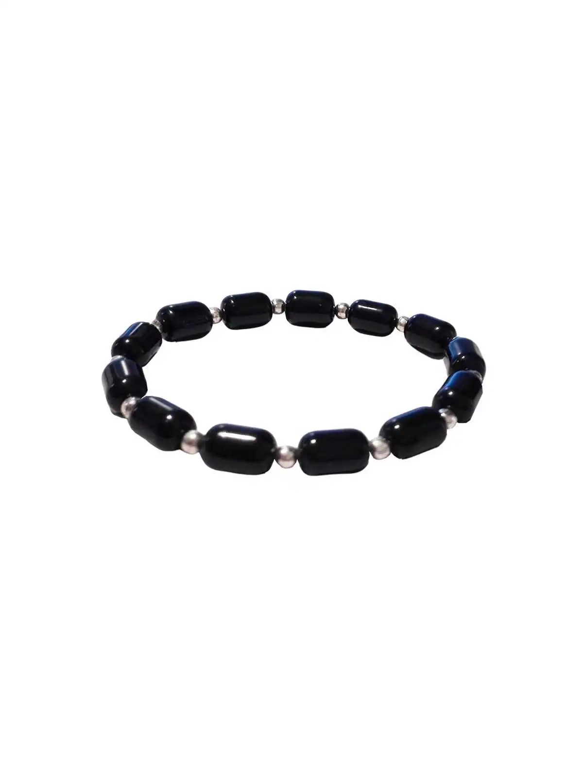 brazalete extensible de cuarzo negro natural