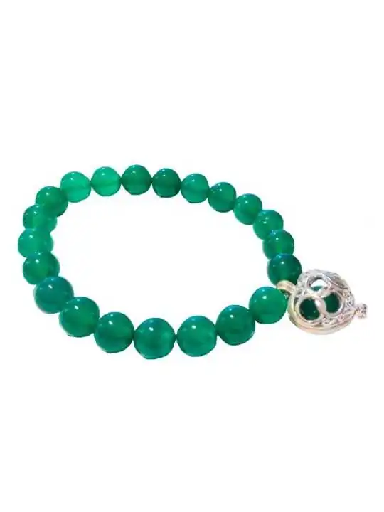 pulsera extensible de jade verde con corazón