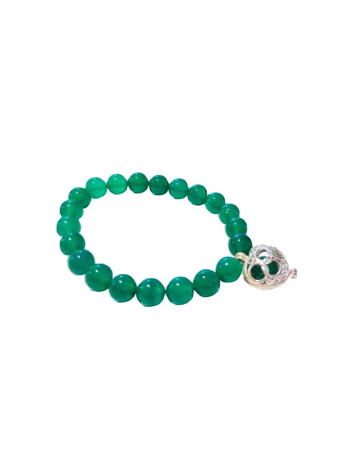 pulsera extensible de jade verde con corazón
