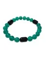 pulsera extensible con jade verde y cuarzo negro