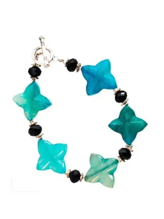 preciosa pulsera de estrellas de jade azul