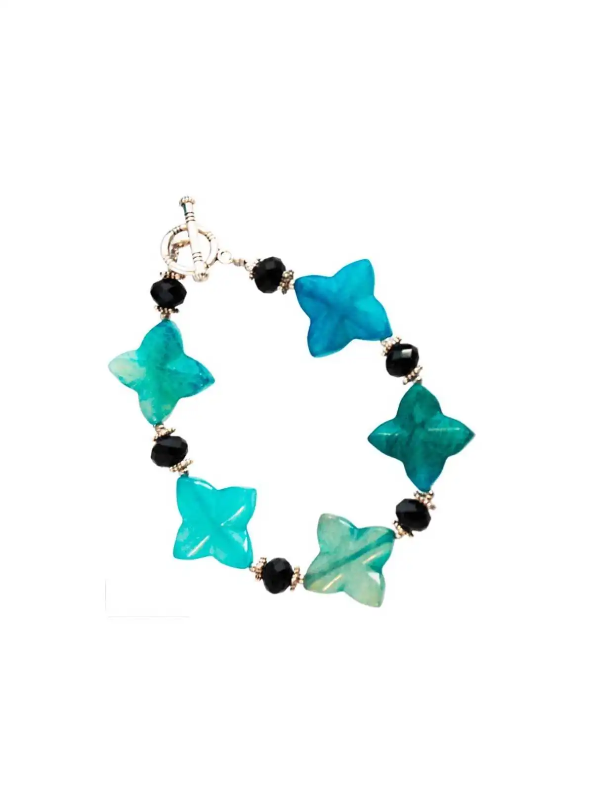 preciosa pulsera de estrellas de jade azul