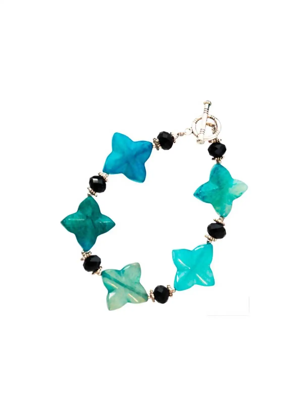 brazalete estrellas de jade azules 