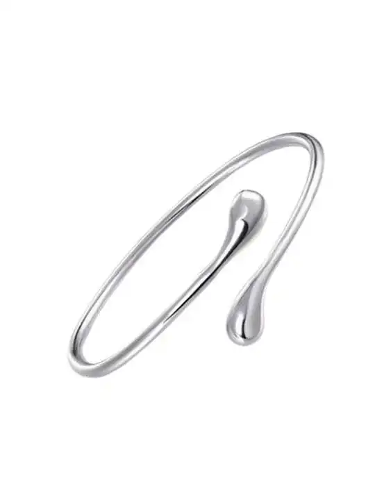 brazalete abierto gota de agua plateado