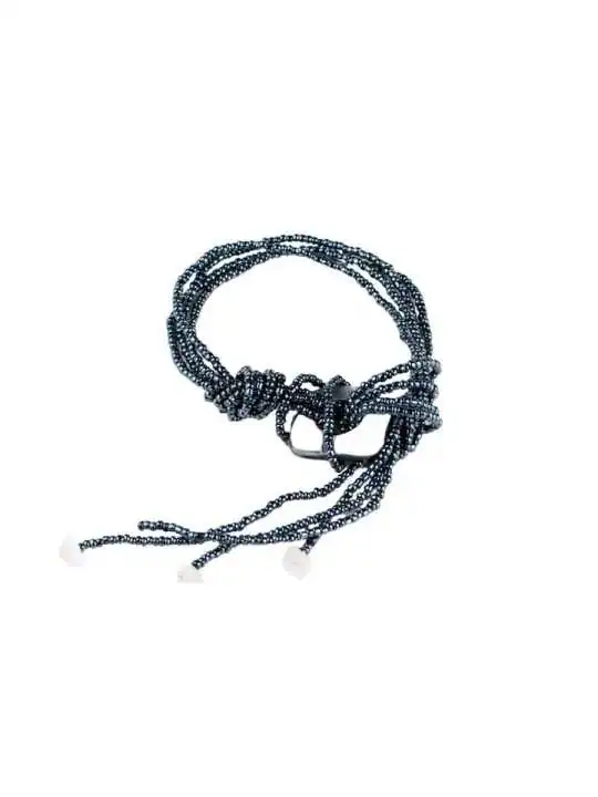 Brazalete multitiras de Perlas grises en cascada