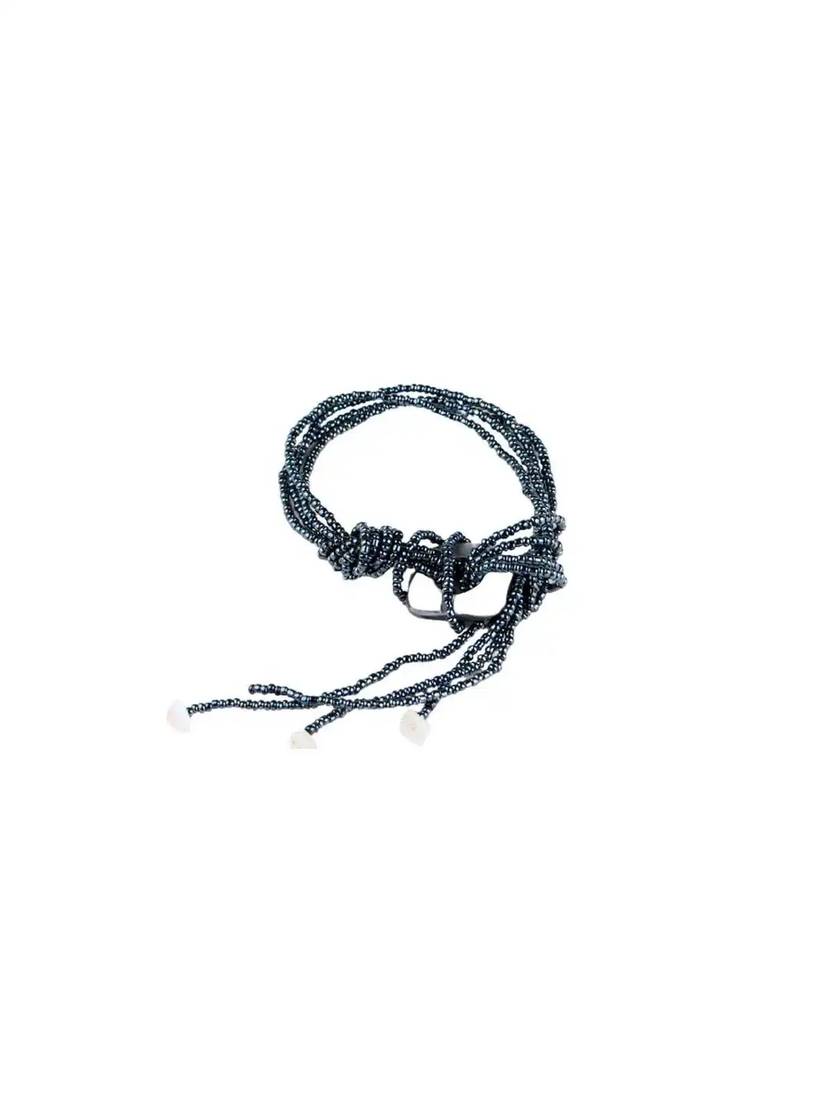 Brazalete multitiras de Perlas grises en cascada