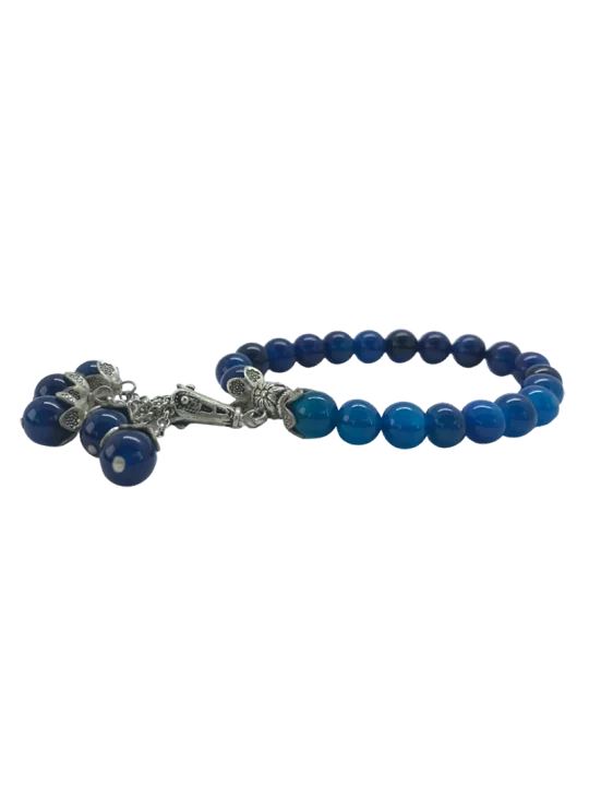pulsera de agatas azules con colgante de agata 