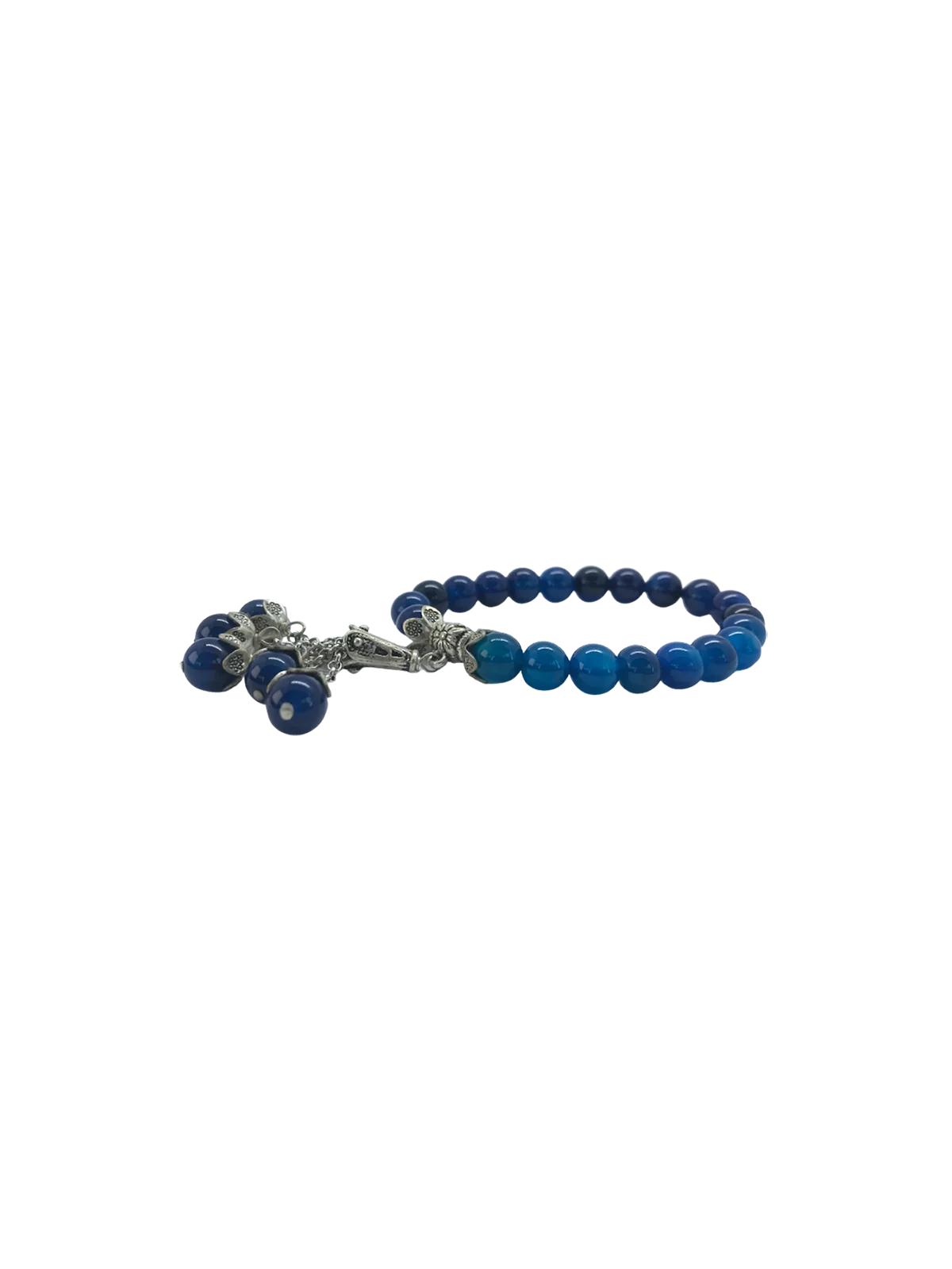 pulsera de agatas azules con colgante de agata 