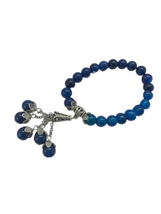 pulsera extensible de agata azul 