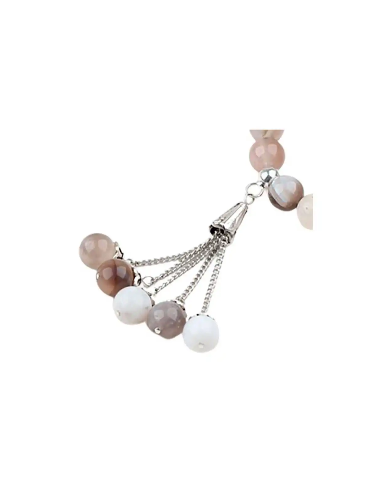 detalle pulsera de agatas grises con colgante de agata