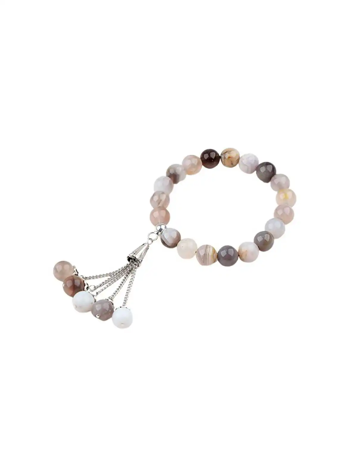 pulsera extensible de agata gris natural