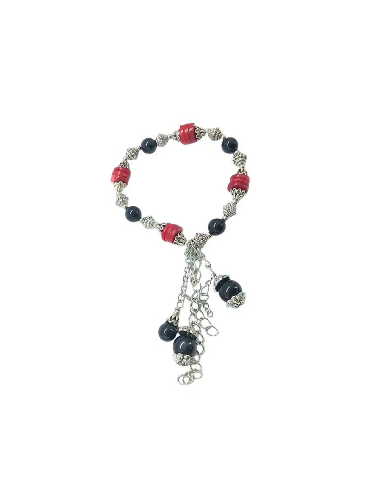 pulsera de coral y agata negra