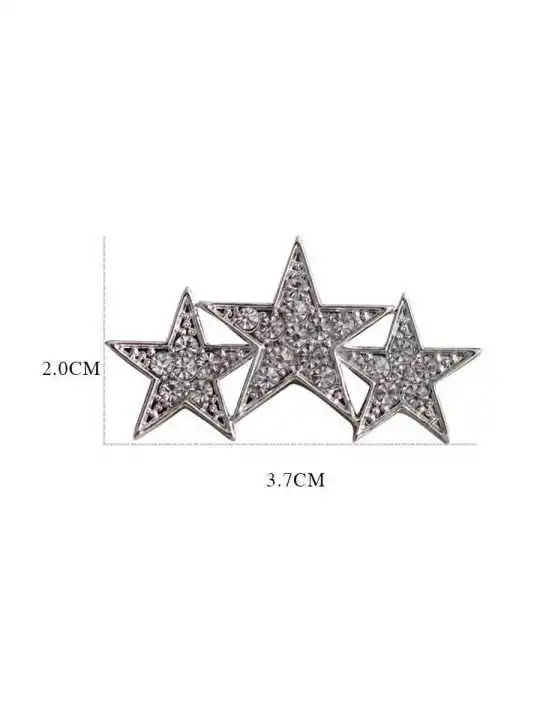 Broche tres estrellas con circonitas con medidas