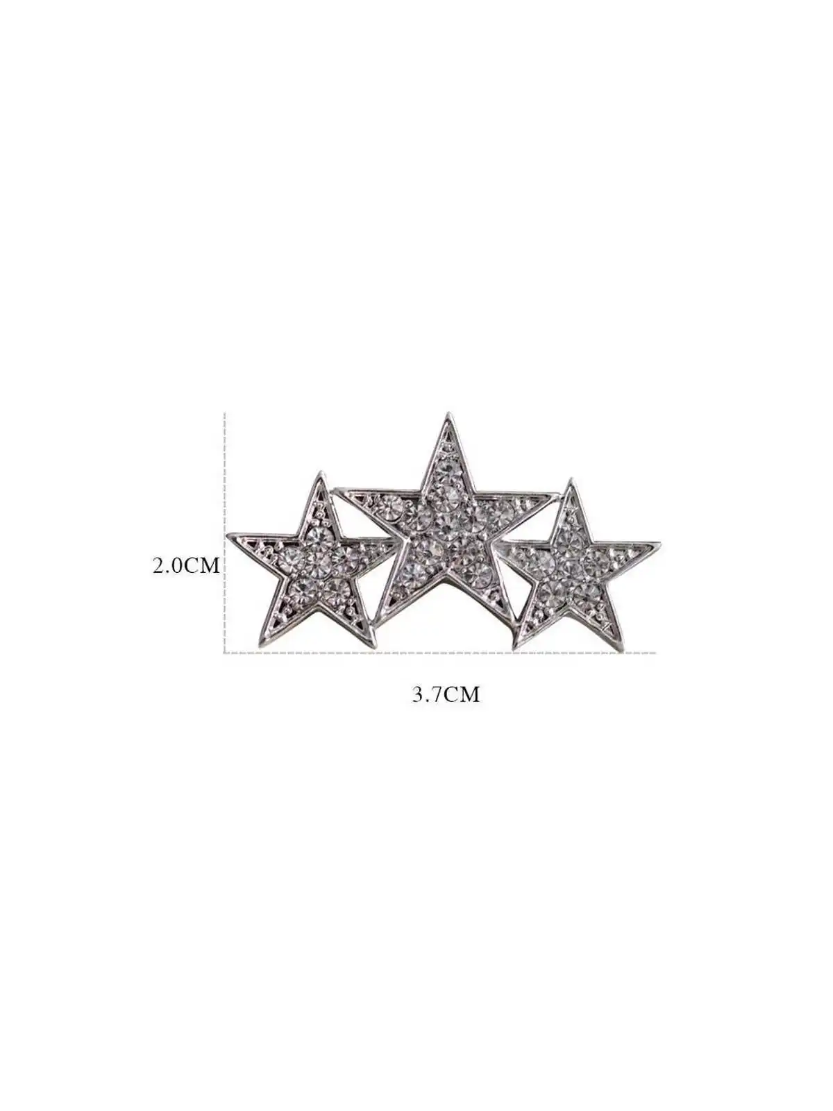Broche tres estrellas con circonitas con medidas