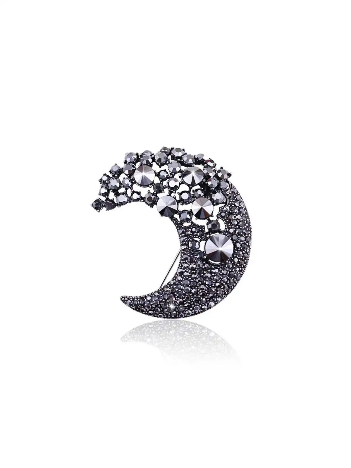 Broche de la luna negra creciente brillante