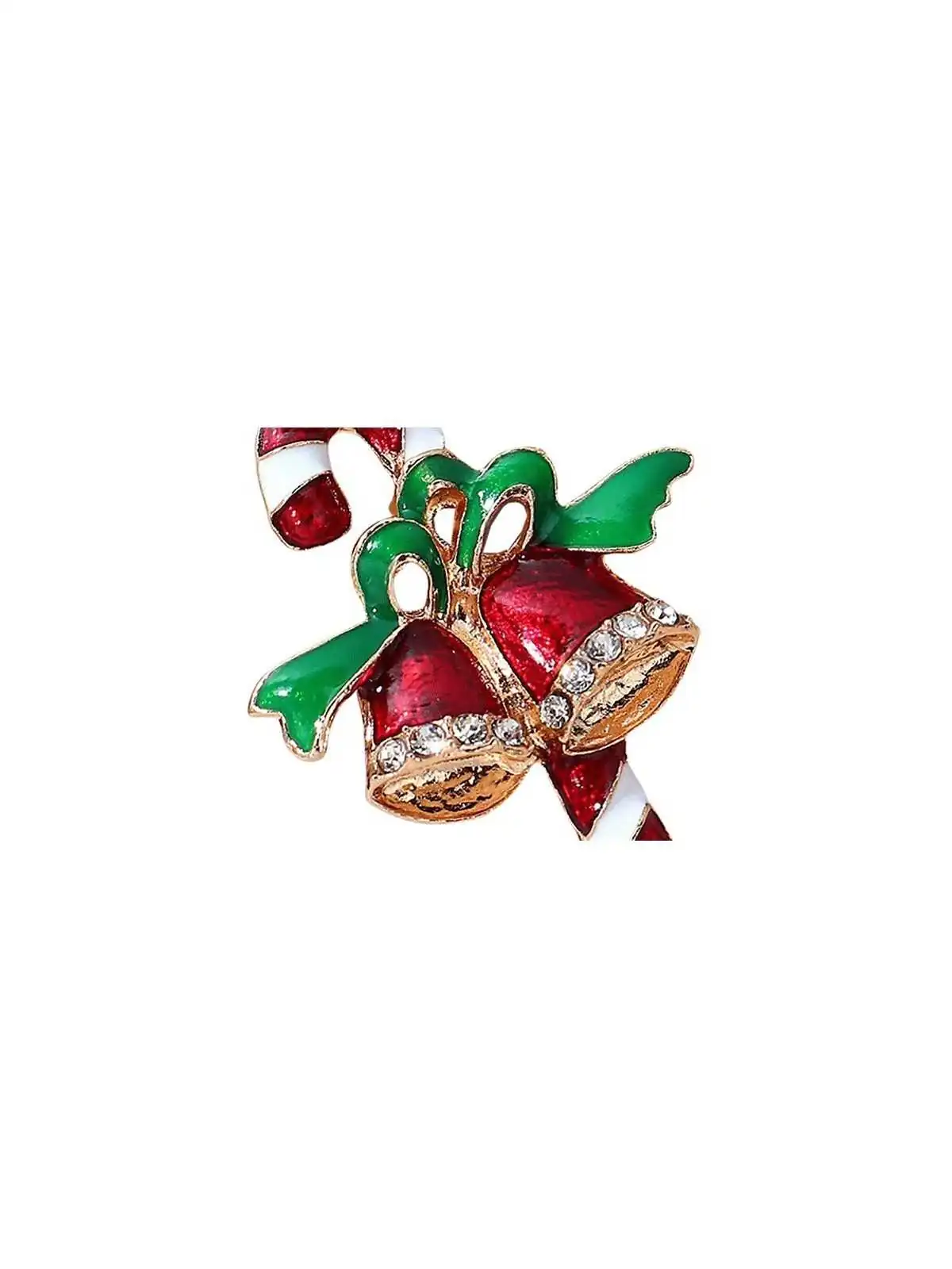 detalle de broche de la navidad con baston de caramelo