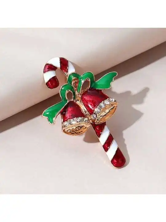 broche de la navidad baston de caramelo