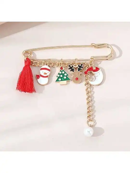 detalle Broche imperdible de la navidad con papa noel