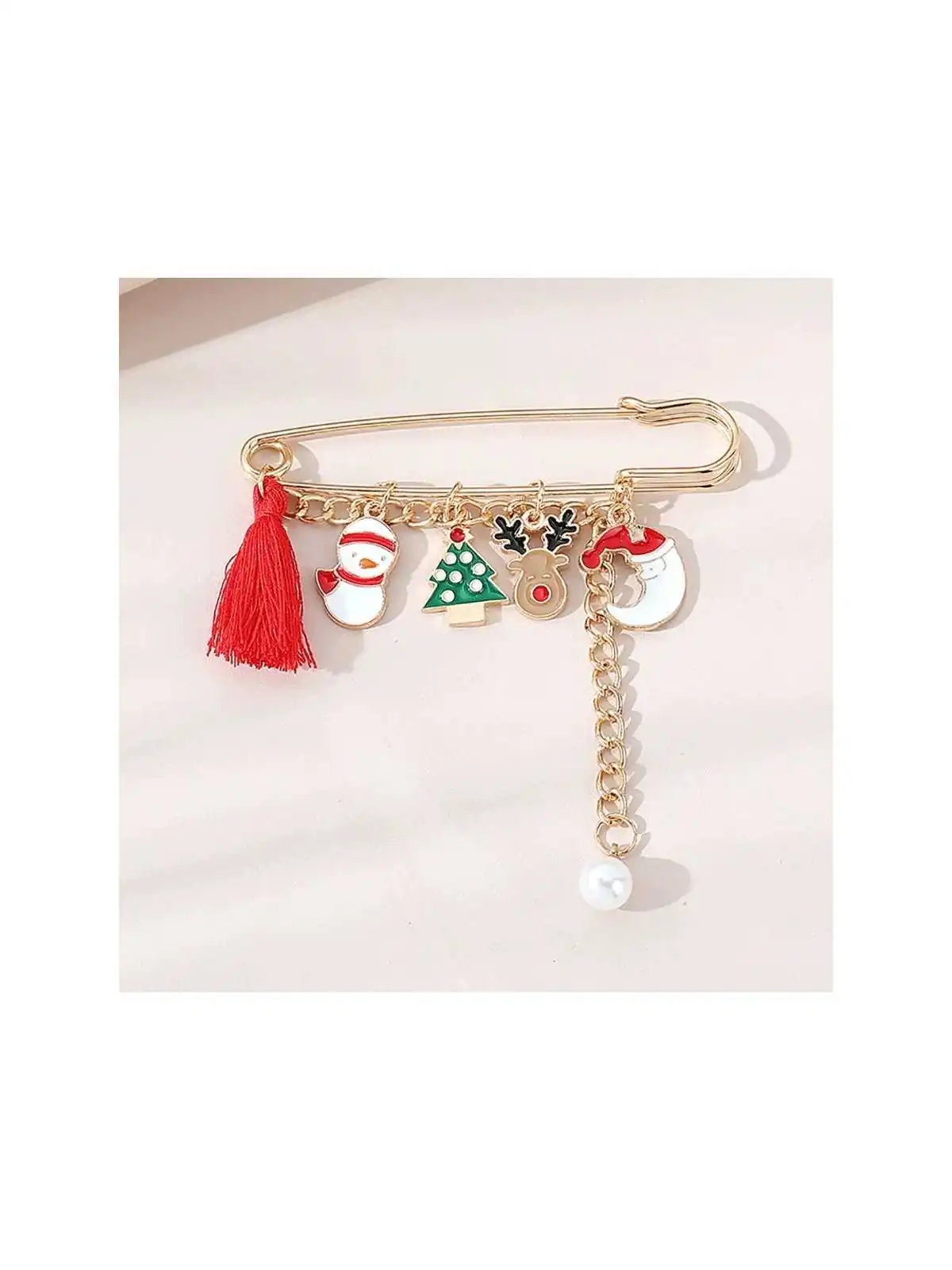 detalle Broche imperdible de la navidad con papa noel