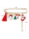Broche imperdible dorado de la navidad con papa noel con medidas
