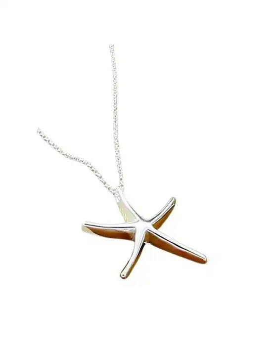 collar estrella de mar plateada