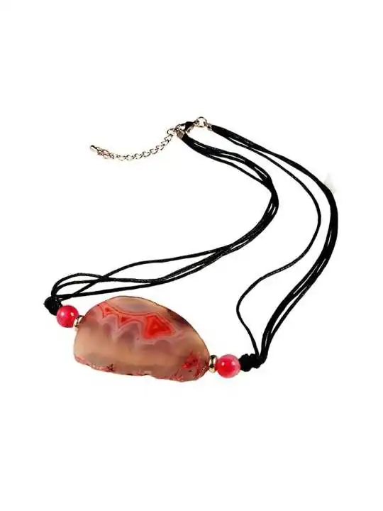 collar agata rosa natural 