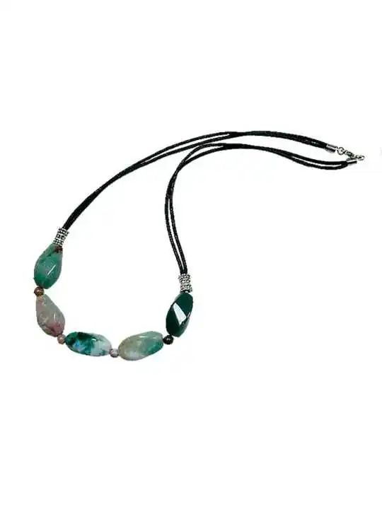 collar agatas de la india verdas naturales