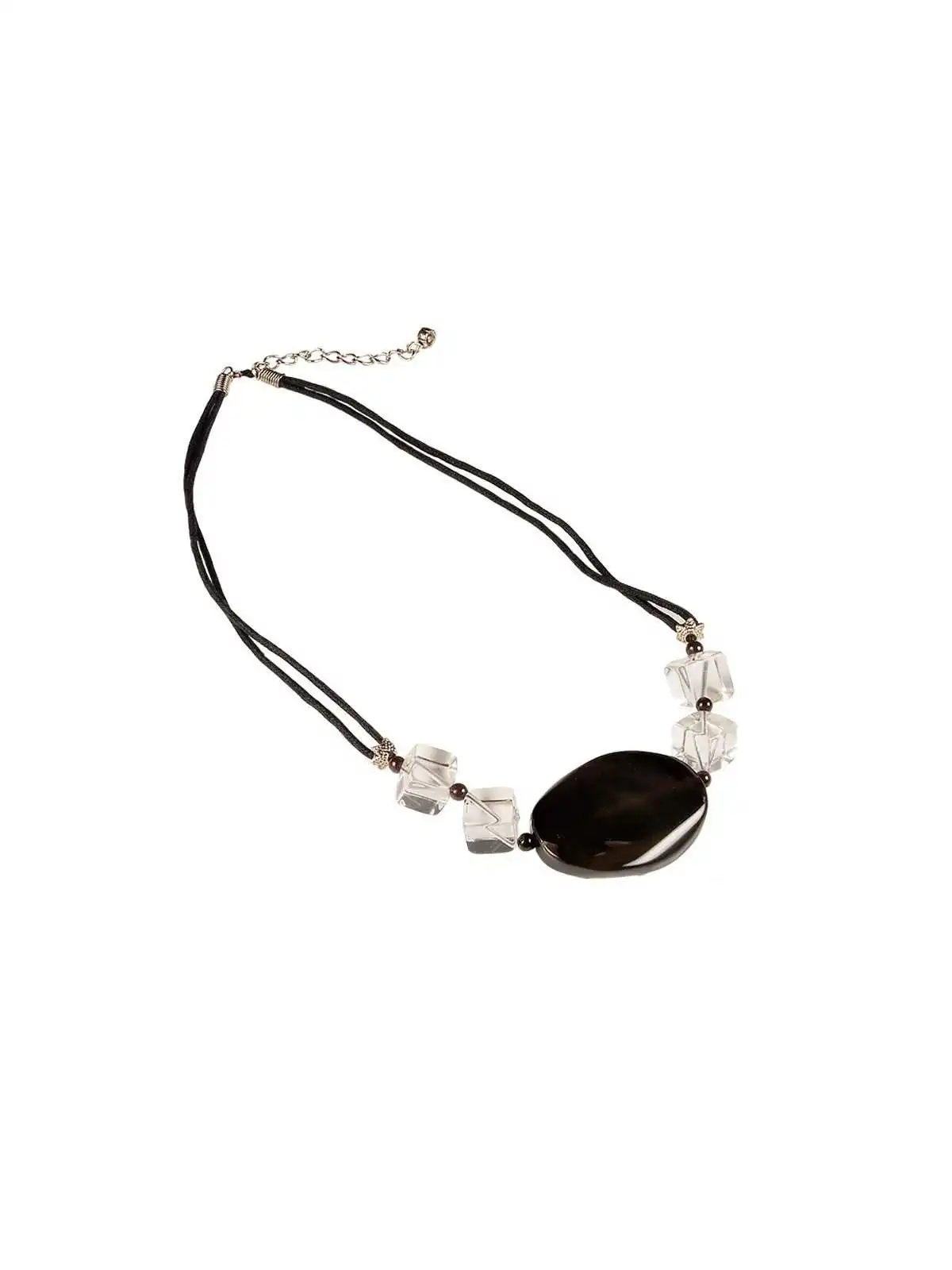 collar negro cuarzo y dados transparentes