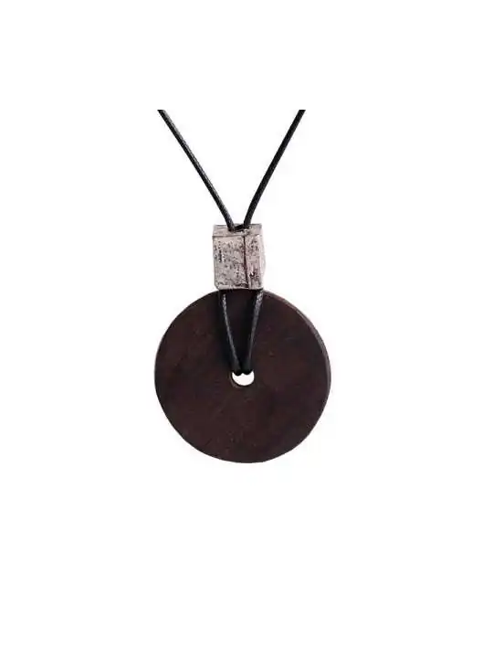 collar con colgante de madera de ebano 