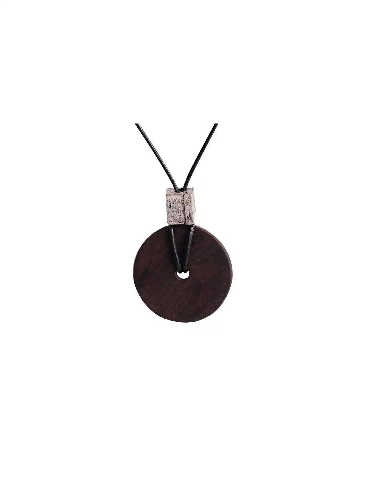 collar con colgante de madera de ebano 
