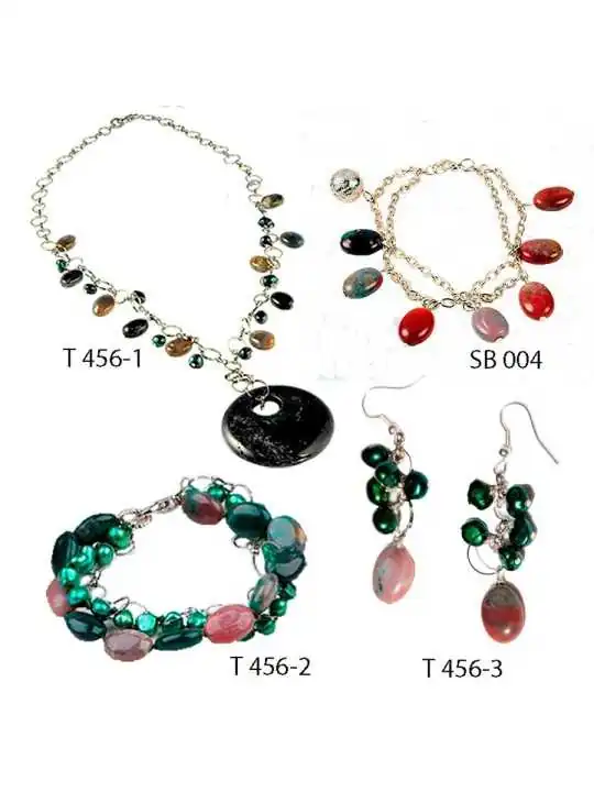 Conjunto de Ágata Negra y Ágatas de la India