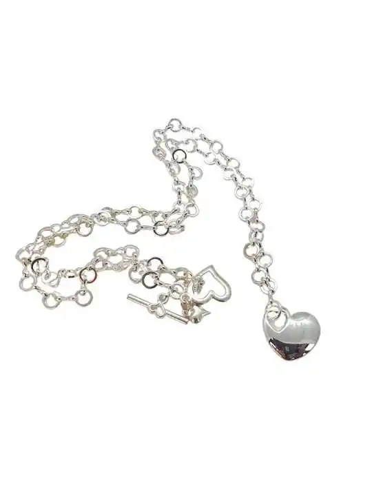 collar cadena y corazón de plata