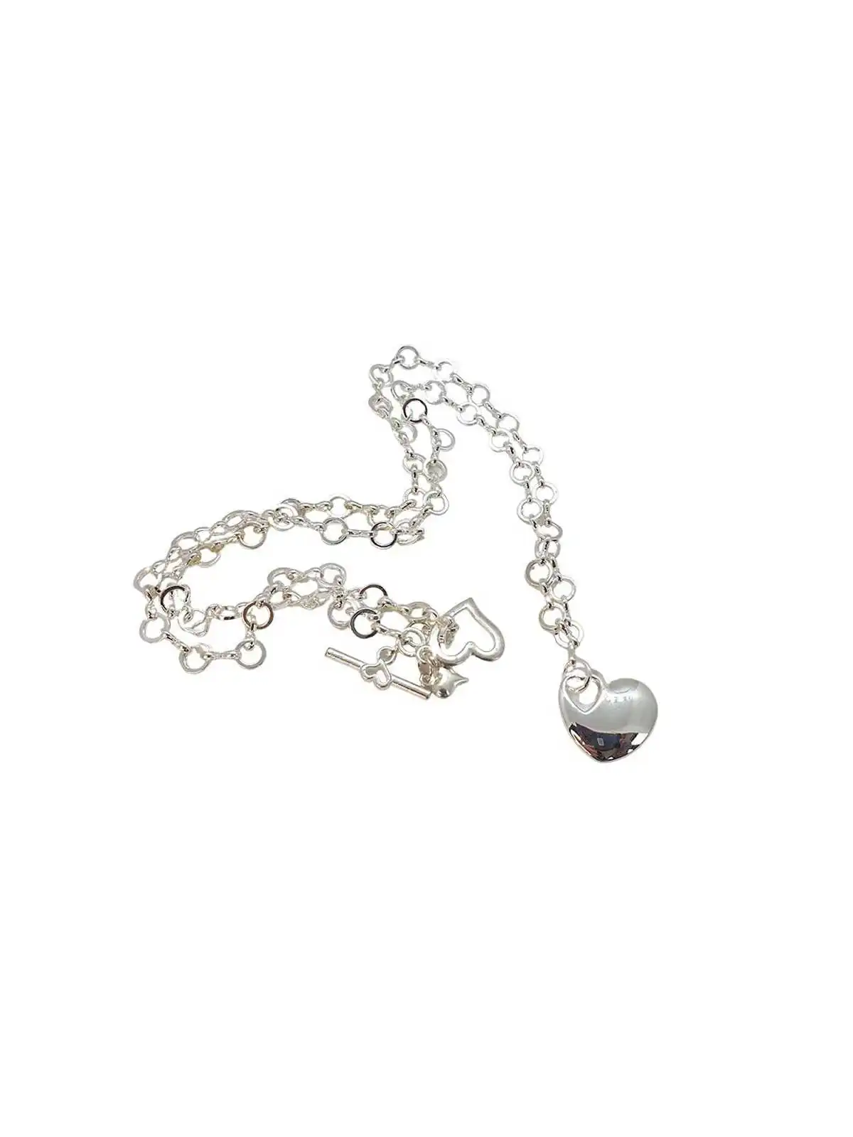 collar cadena y corazón de plata