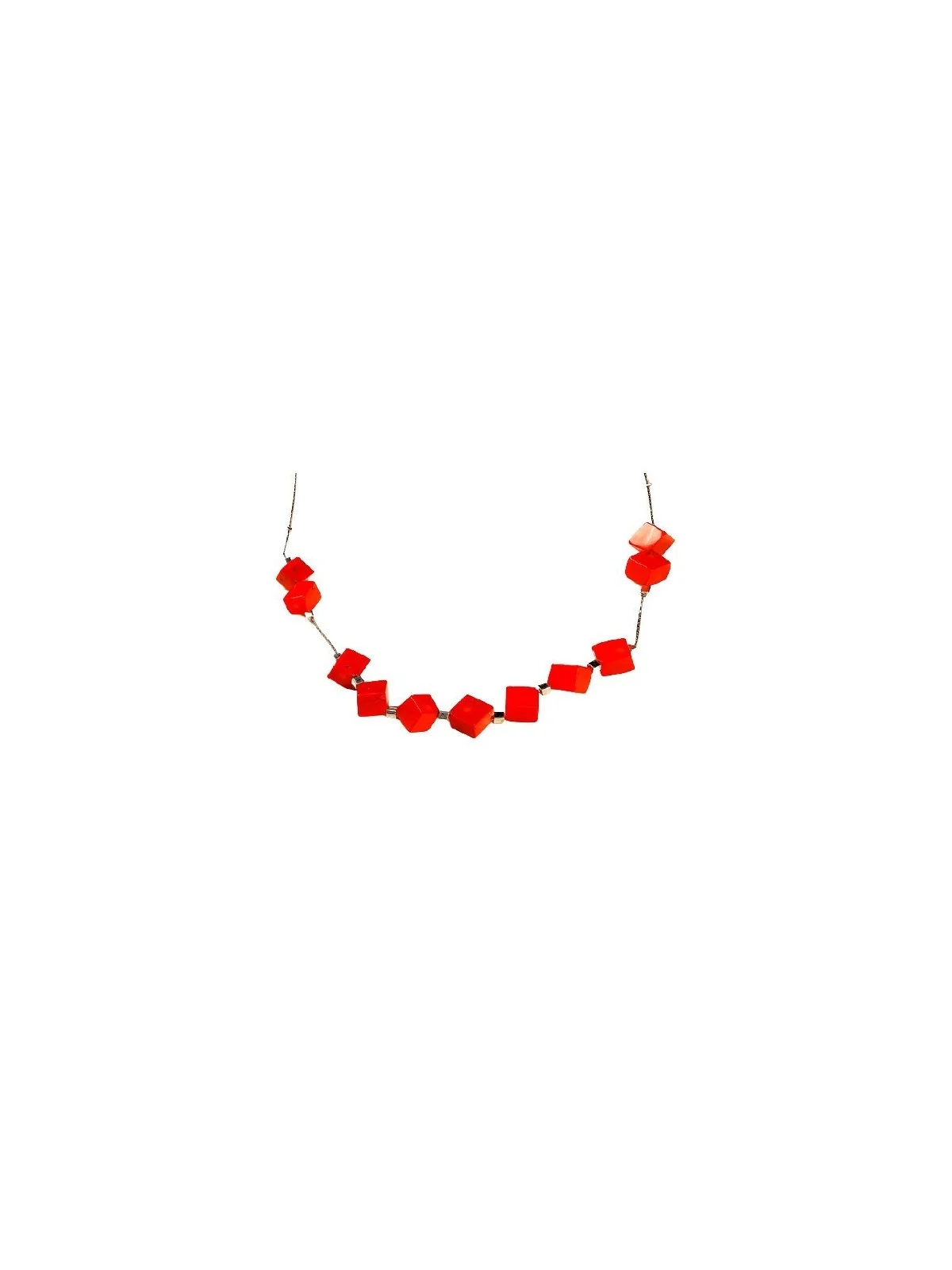 Detalle de Collar con cubos de Coral Rojo naturales