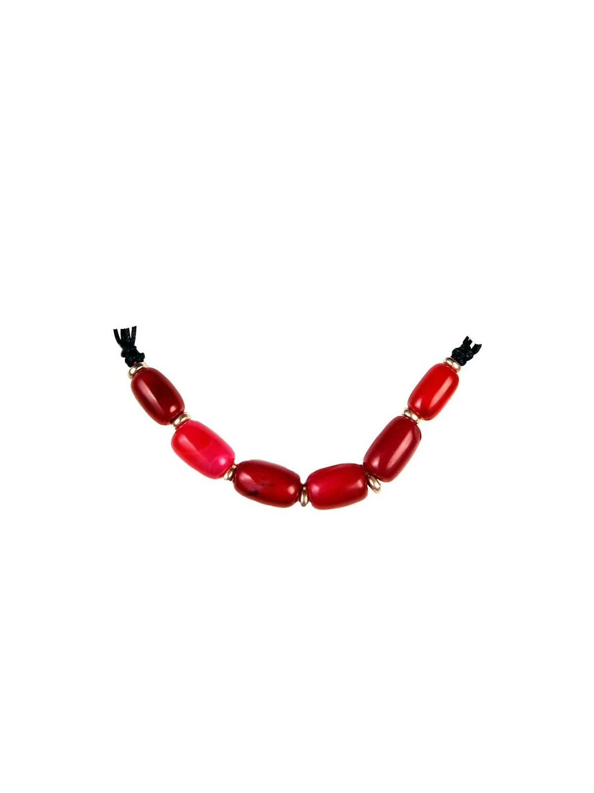 detalle de collar con agatas rojas naturales 