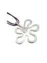 Collar de cuero violeta con flor metálica