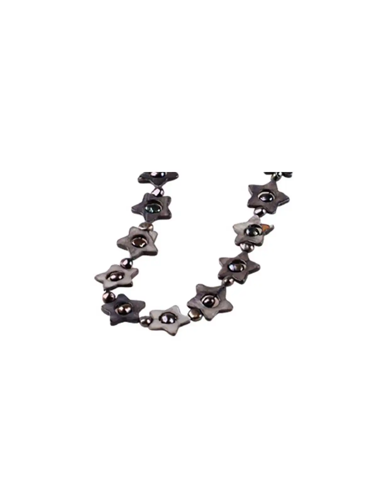 collar gris con estrellas de nacar