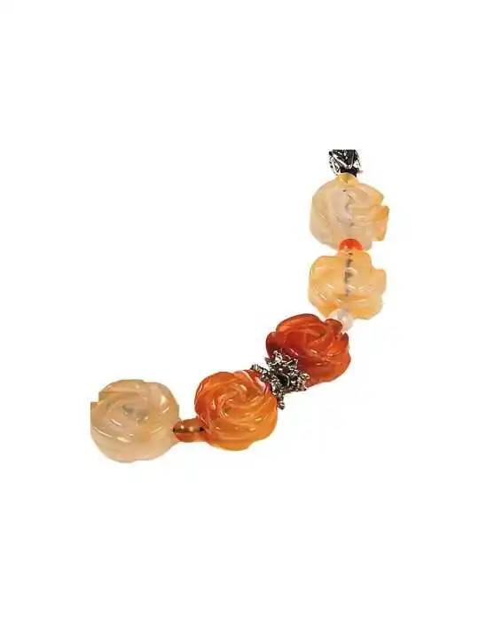 collar con flores de agata ocre y amarillo naturales 