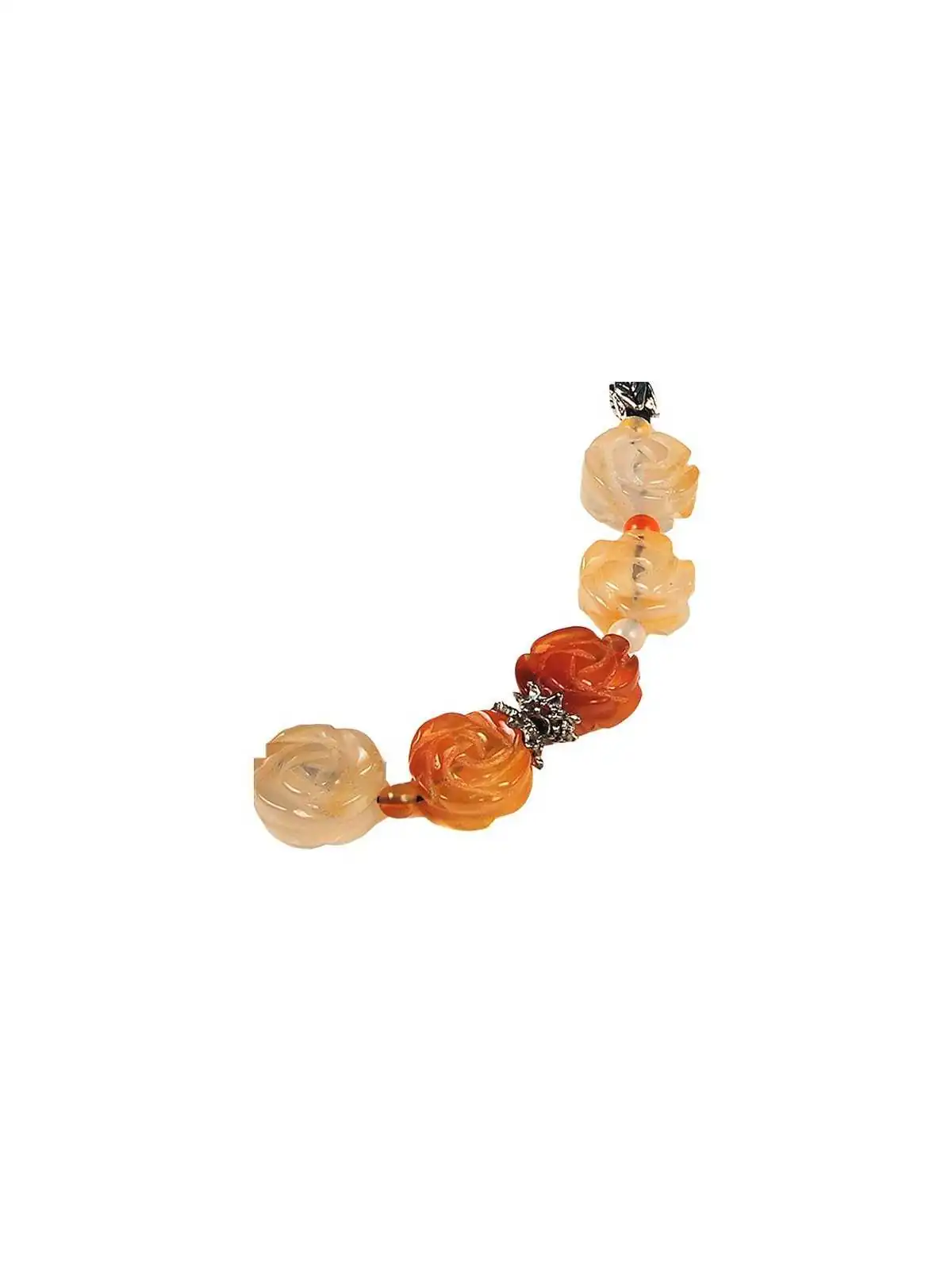 collar con flores de agata ocre y amarillo naturales 