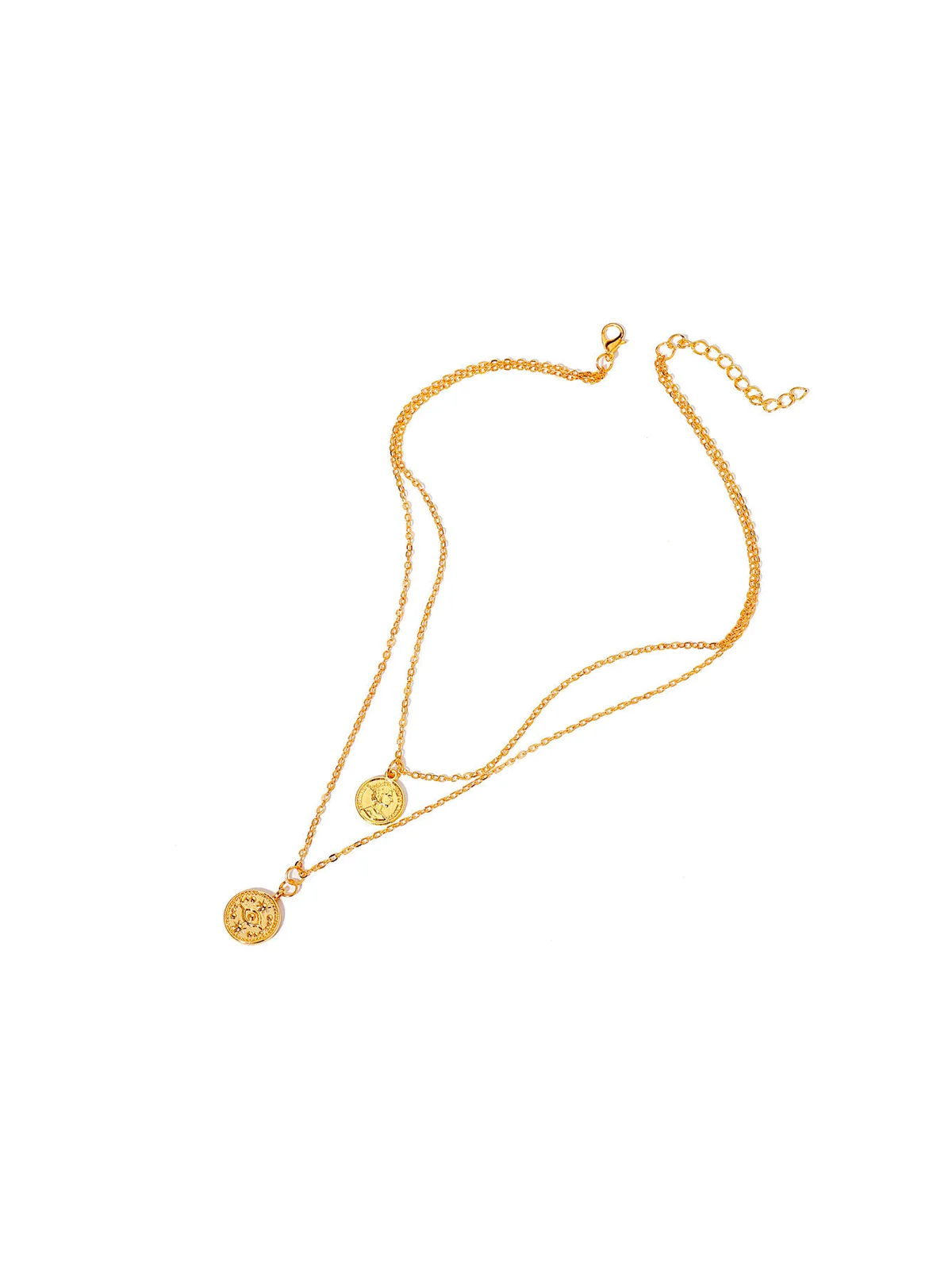 collar dorado doble con medallas